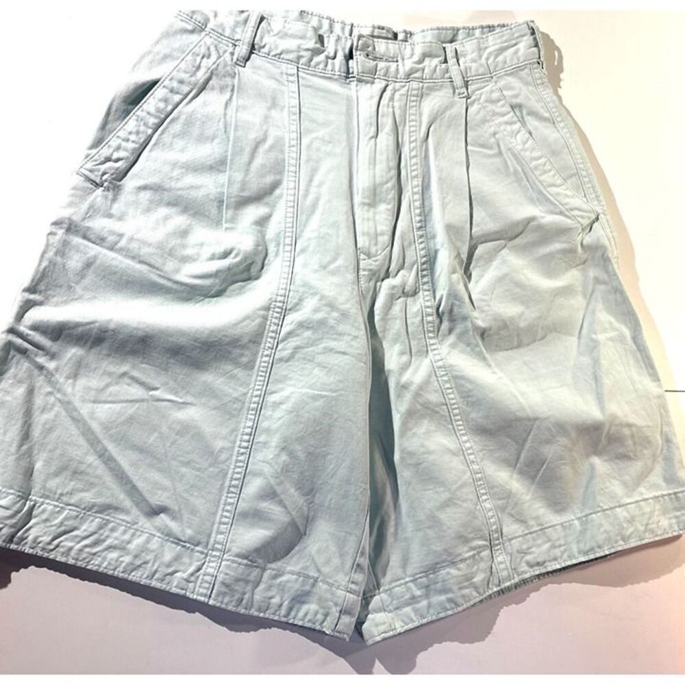 Everlane Womens Organic Cotton Pleated High-Waisted Shorts Size 2 Sage Green